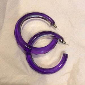 Purple and silver hoop earrings